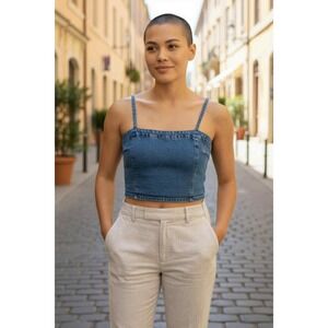 Women's‎ NWT Wild Fable Denim Crop Top Tank Y2K Jean Bustier Size S
